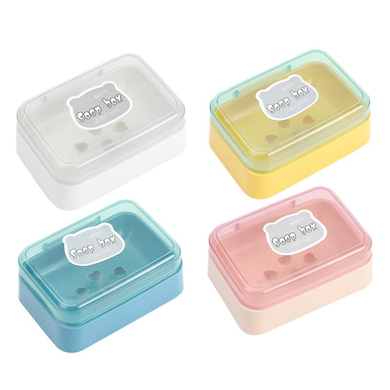 Compact Portable Soap Dish with Draining Flip Lid for Dorm and Home Bathrooms