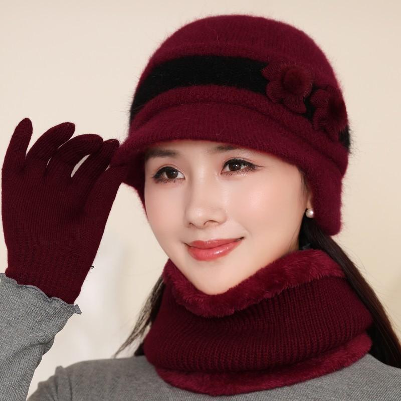 

Женская теплая и пушистая шапка-бини с бантом на осень и зиму, модная и универсальная вязаная защитная шапка для ушей для мам и бабушек hat only