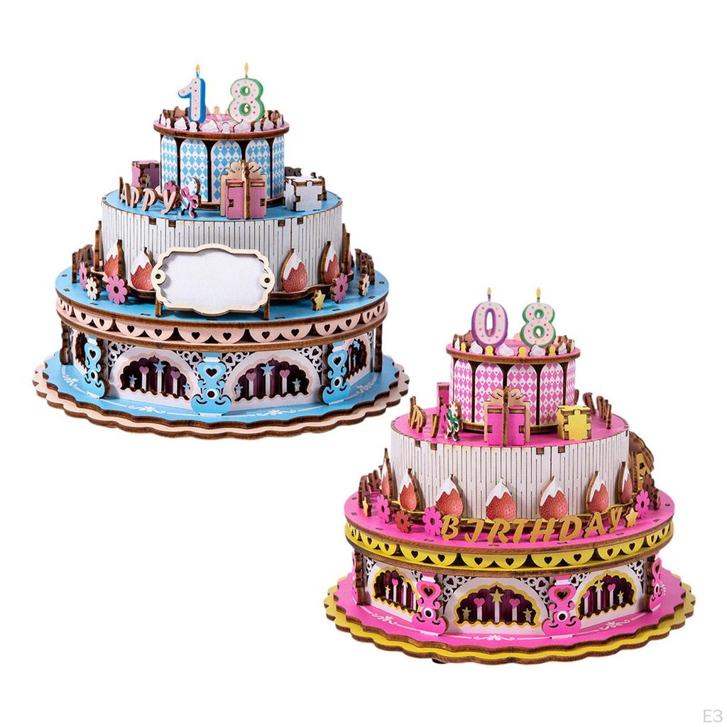 Wooden Cake Music Box Toy Development Assembly Toys Model Family