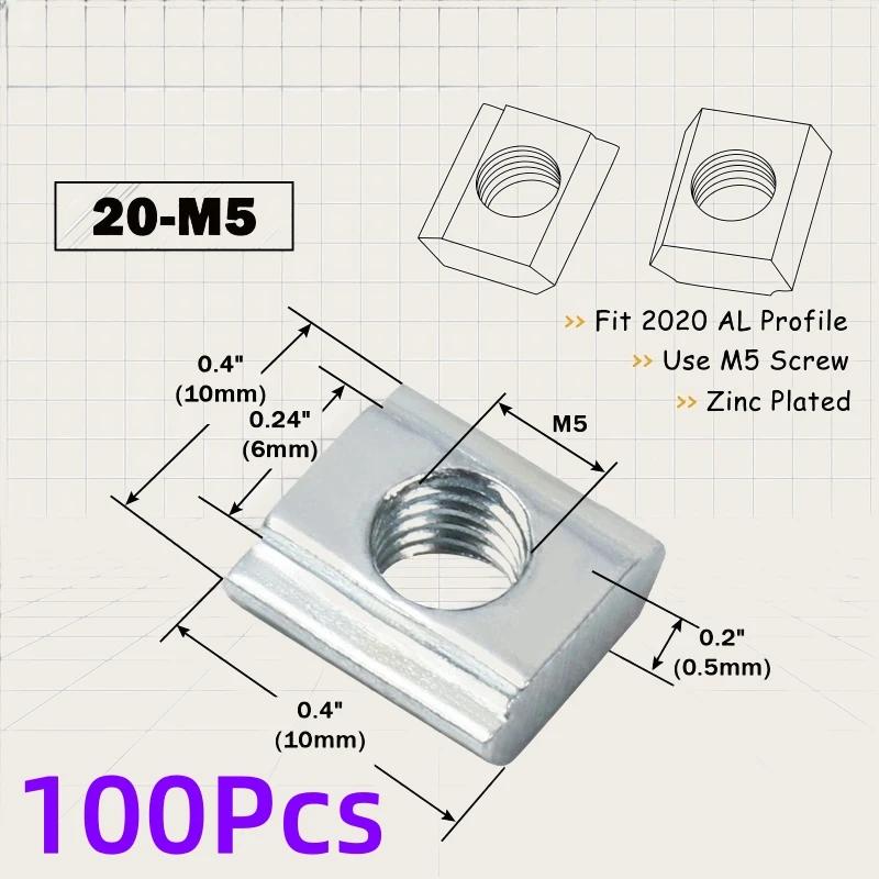 111pcs EU11 M1 M1 M1 M6 T Slide Nut Fastener Galvanized T-Slot Nuts for 11 Series Aluminum Extrusion Profile
