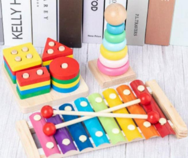 Деревянная мобильная подвеска и музыкальная погремушка для младенцев Монтессори