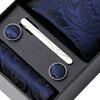 Yousheng 6Pcs/Set Tie Pocket Square Cufflinks Set Gift Box Masculine Charm Faux Silk Fabric Bright Colors Business Tie Men Accessories Gift Set