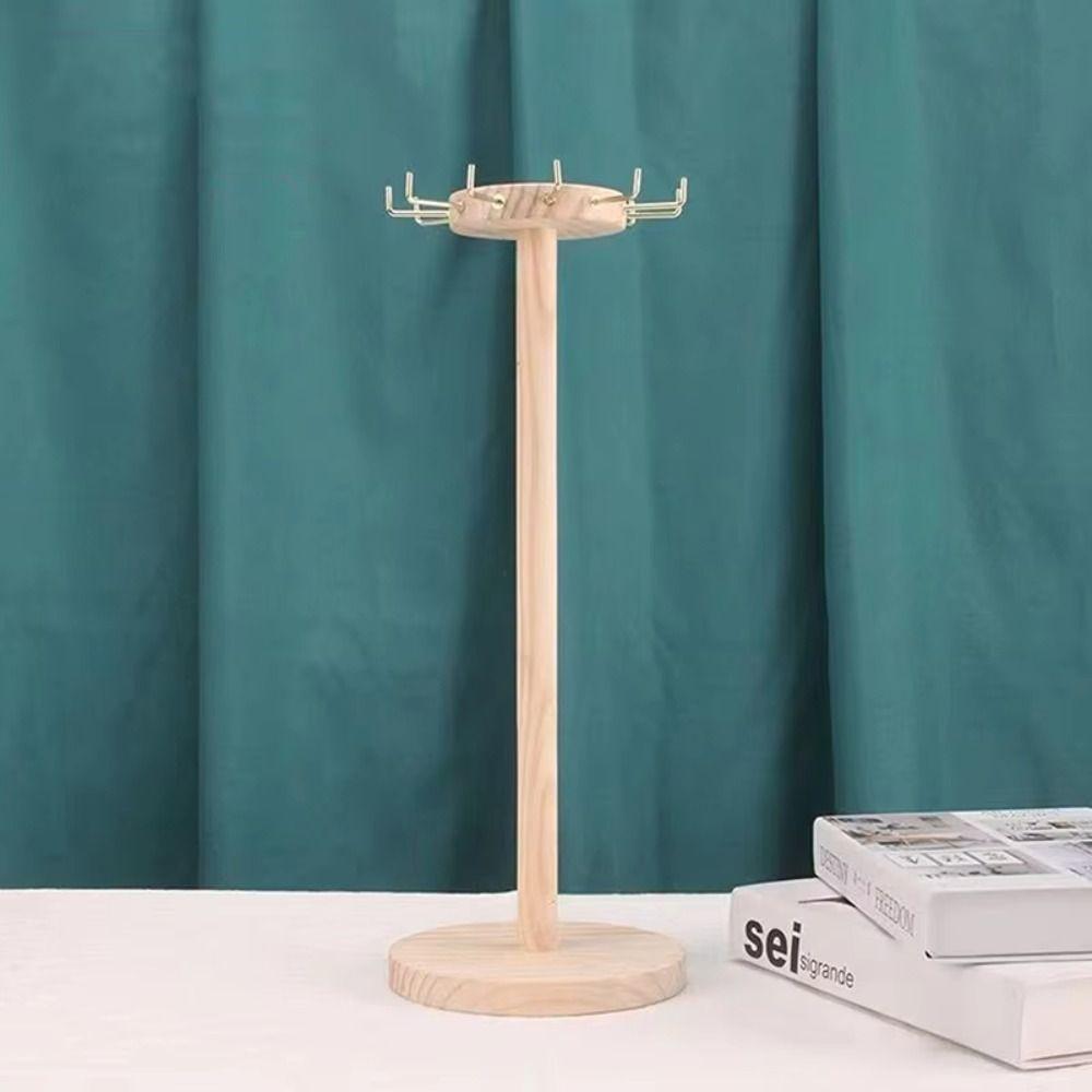 Display Stand Necklace Earrings Holder Solid Wood Jewelry Storage Rack Jewelry Organizer  Vertical