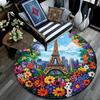 Eiffel Tower Paris Round Area Rug,Carpet Rug for Living Room Bedroom Sofa Playroom Decor,Non-slip Floor Mat