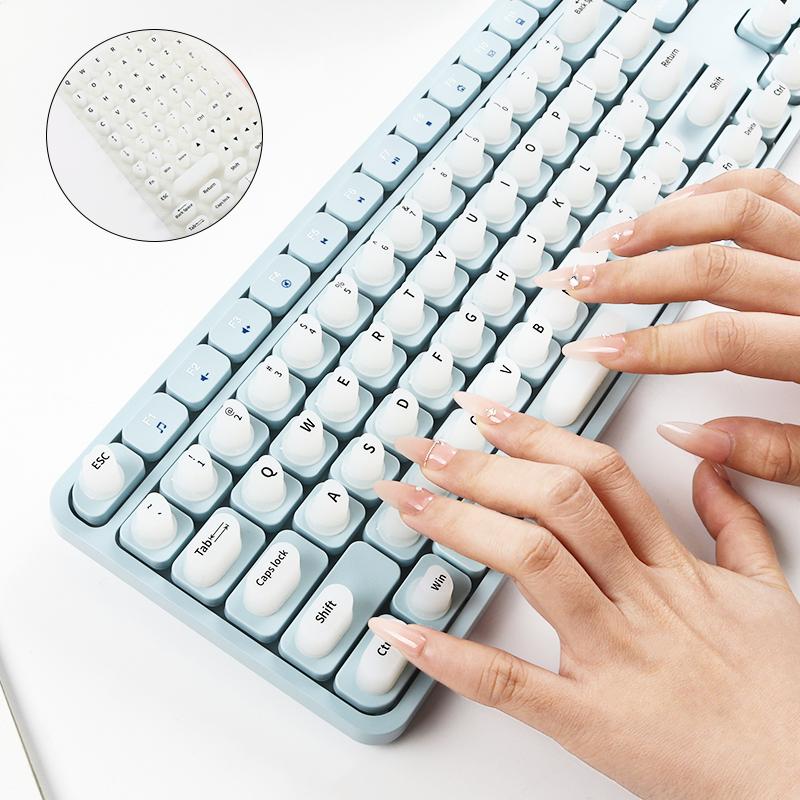 70PCS Raised Keyboard Stickers for Long Nails Universal Nail Art Keyboard Bubbles Soft Silicone Keycaps for Girls Office Gaming