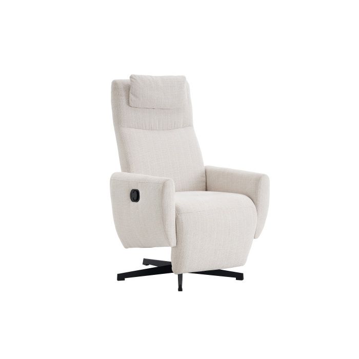 Fauteuil inclinable confortable avec fonction d'inclinaison à plat, fauteuil pivotant et chaise longue, beige