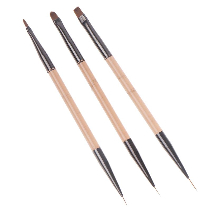 3Pcs Double Ended 7/9/11Mm Liner Painting Brush Nail Art Flat Round Drawing Flowers Diy Petal Pen Tools