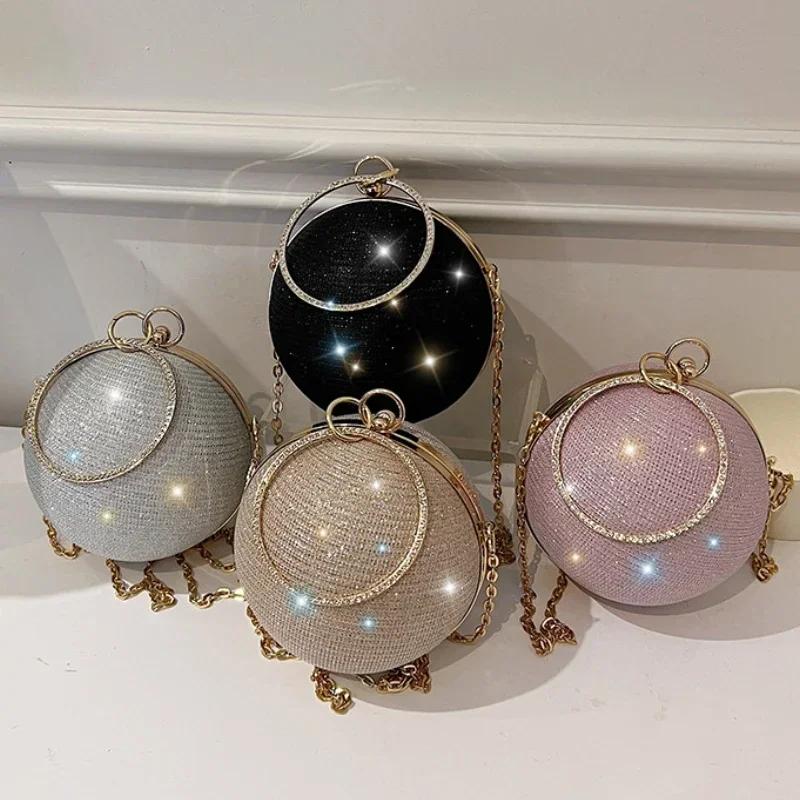 Circular Ring Portable Evening Bags Metal Sliver Round Ball Handbags For Lipstick Elegant Luxury Clutch Purse Wedding Wallets Quality