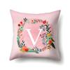 Polyester Pillowcase Pink Flower Home Decoration Print 26 English Letter Cushion Pillowcase