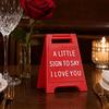 Anniversary Surprise Gifts 3D Printed Love Sign, Romantic I You Desk Decor, Dining Table Centerpiece Mini Stand for Valentine's Day Wedding, Gift Her
