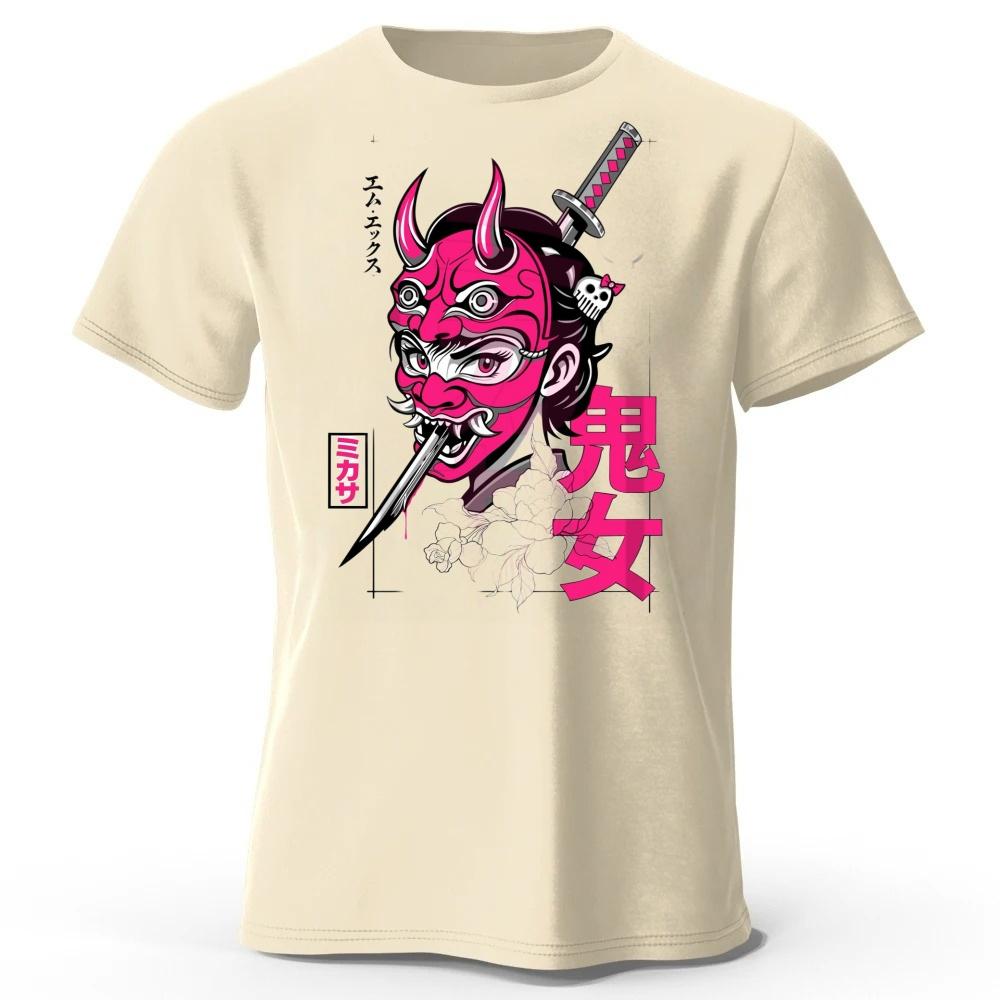 Japanese Samurai Print Men Pure Cotton Sports Running Short Sleeved Simple Style Fitness and Comfortable Plus Size Loose Tshirt