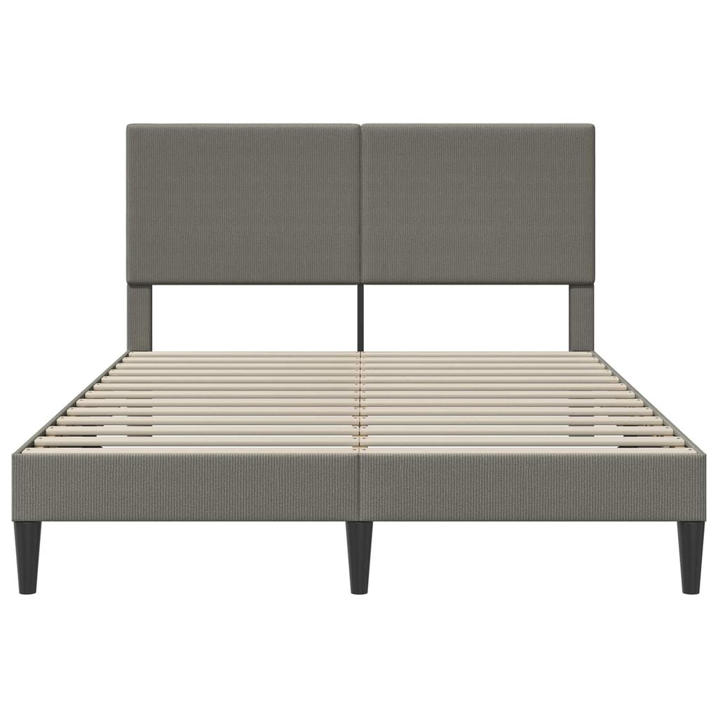 Bed Frame with Headboard Light Grey 120 x 190 cm Cord Fabric