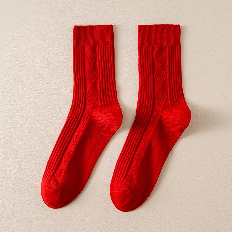 Bright Red Zodiac Year Socks - Unisex New Year Cotton Crew Socks for Weddings and Autumn/Winter