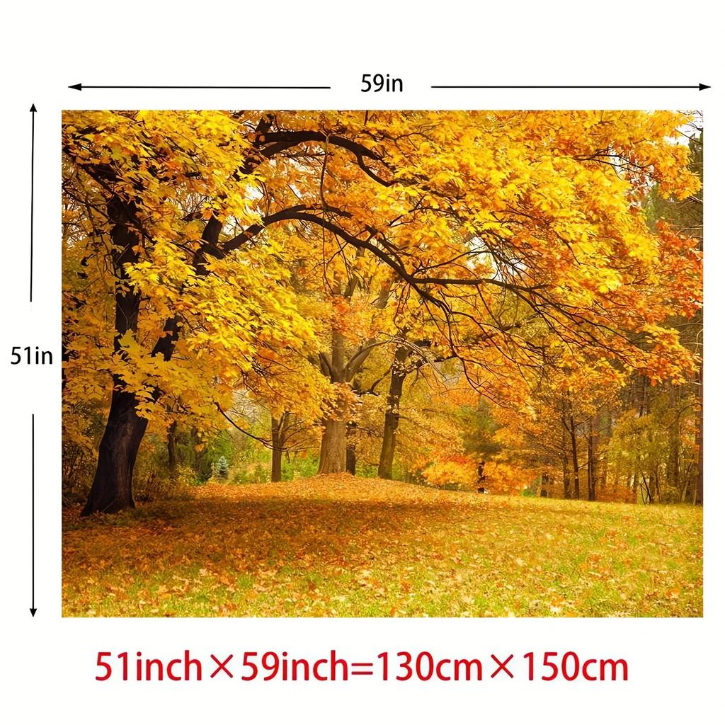 2D Plane 1 Piece of Autumn Landscape Photography Background Polyester Yellow Leaf Forest Scene
