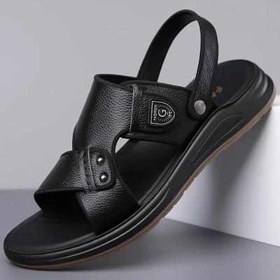 Extraweite Echtes Rindsleder Rutschfeste Sohle Herren Sandalen Herren Lässig Strapazierfähige Sohle Weiche Herrenschuhe Große Übergröße 38-47