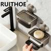 1Pcs Double-Layer Soap Container Bathroom Soap Dishes Holder Self Draining Soap Box with Suction Cups for Bathroom Accessories