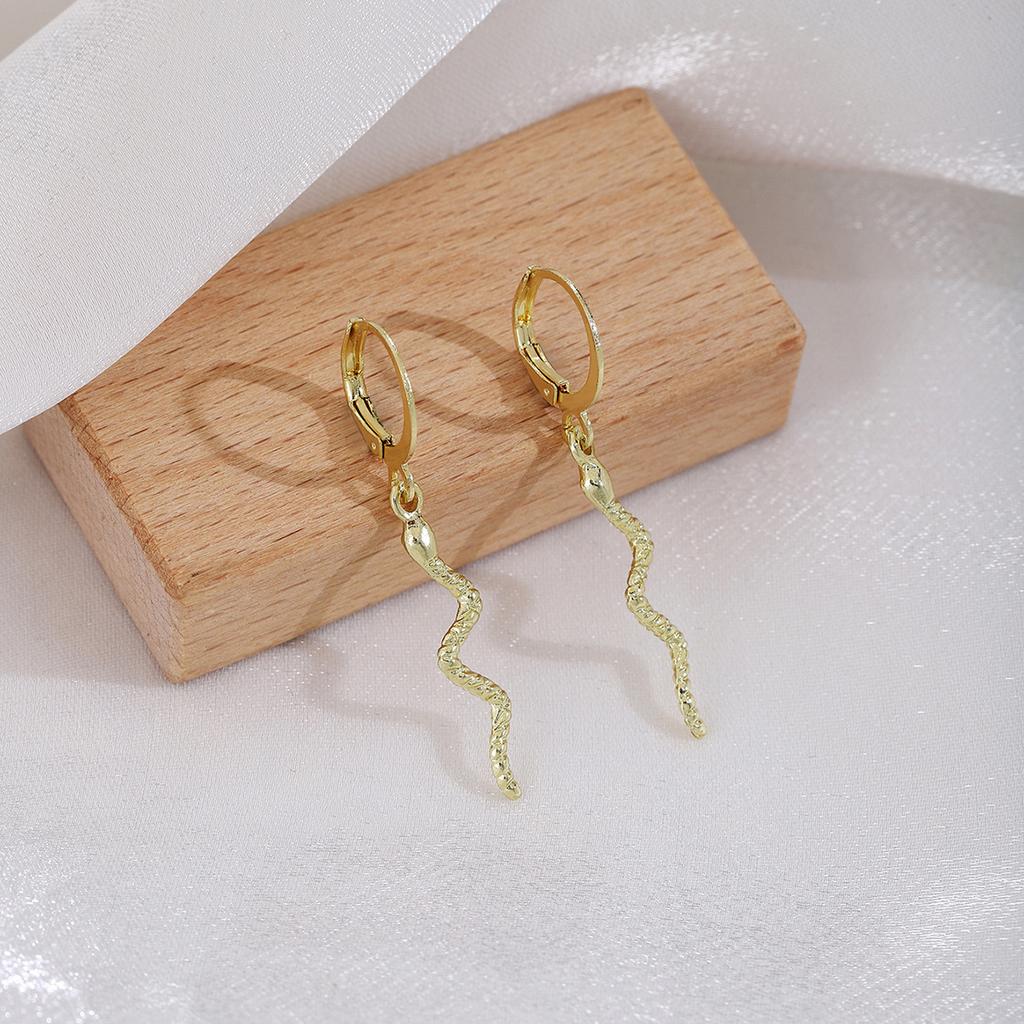 Irregular Snake Pendant Ear Buckle, Exaggerated Temperament Metal Style High-End Fashion Earrings