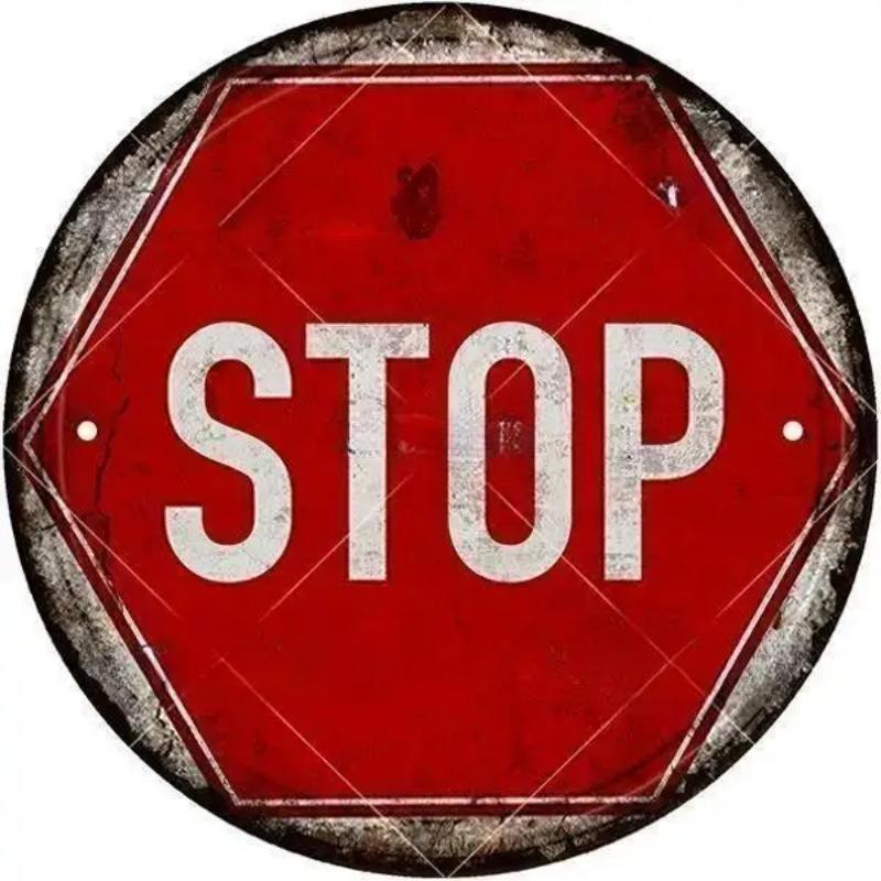 Holzschild „STOP“ mit Warnung, rund, für Garage, Vintage, Holzschild, Blechschild, Wanddekoration für Zuhause, Bar, Kneipe, Ladenschild, Männerhöhle, Yad, Outdoor, für Tür