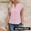 Women's Fashion Casual Solid Color Print O-Neck Short Sleeve Blouses & Shirts