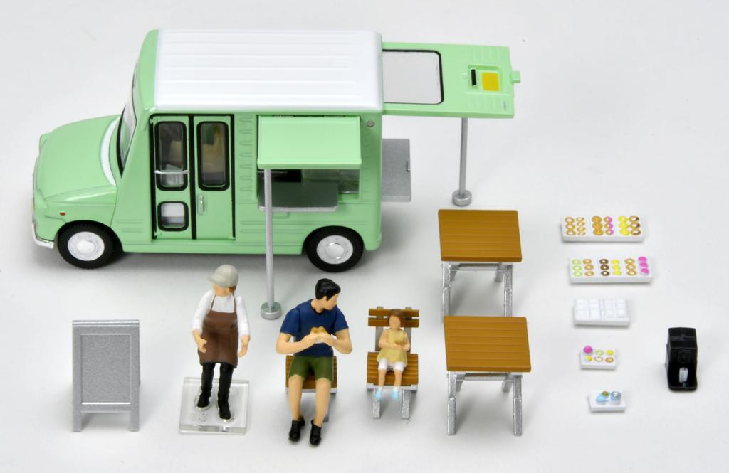 Geocolle Car Snap 24a Donut Shop ABS PVC Set Scale Mini Car Set 64# Resin, Doll/accessories + 1/64 Die-cast