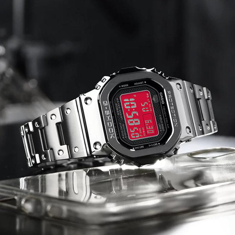 CASIO Custom Collection GMW B5000D 1A Solar Movement Metal Strap Watch Unisex Black Dial GMW-B5000D-1A(Watch4--)