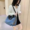 Fashiable and Trendy Portable Crossbody Bag Canvas Color Ctrast Casual Women's Large Capacity Tote Bag