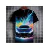 Großes Herren Sportwagen Muster 3D Gedrucktes Herren Rundhals Kurzarm T-Shirt Sommer Mode T-Shirt Lässig Bequem Vielseitiges Oberteil