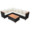 VidaXL Salon de Jardin 4 pcs avec Coussins Mobilier de Jardin Mobilier d'Extérieur Meubles de Patio Meubles de Terrasse Noir 43000