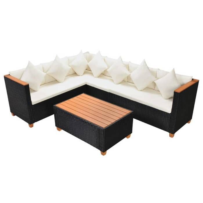 VidaXL Salon de Jardin 4 pcs avec Coussins Mobilier de Jardin Mobilier d'Extérieur Meubles de Patio Meubles de Terrasse Noir 43000