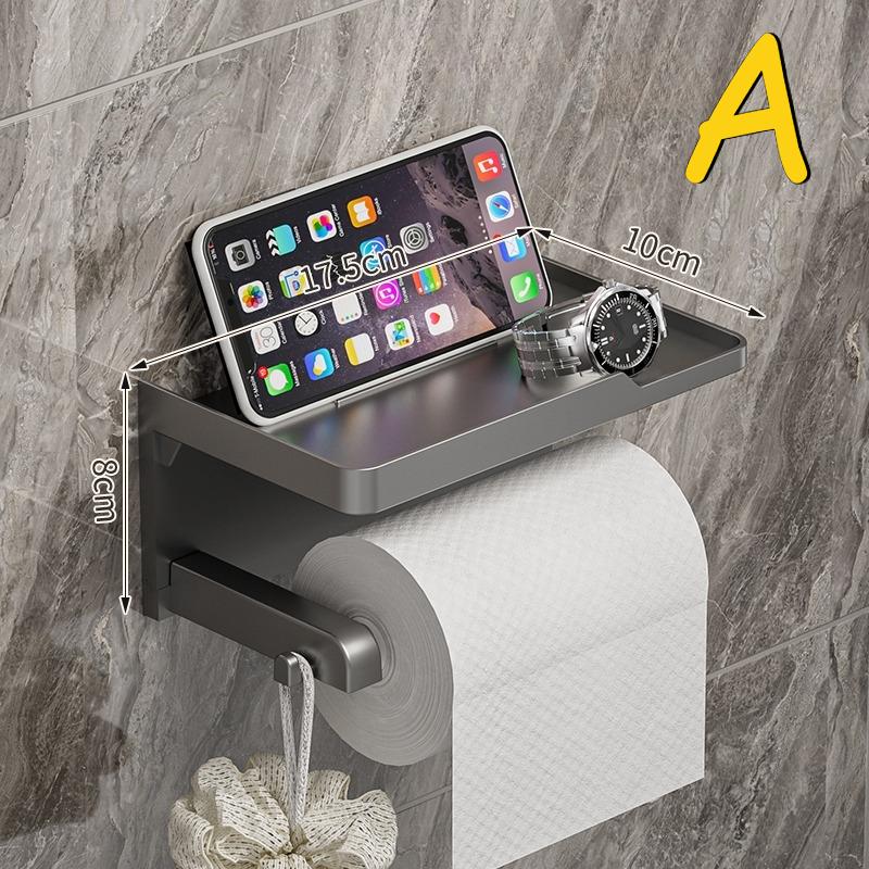 Bathroom Wall-Mounted Tissue Box Tissue Holder No-Punching Design Toilet Paper Roll Holder Storage Rack Modern Simple Style