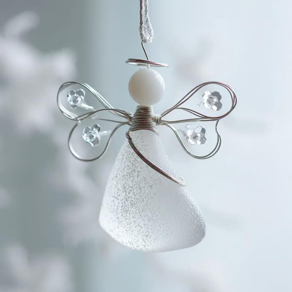Sea Glass Angel Ornament Coastal Christmas Art Keepsake Wire-Wrapped Angel Christmas Tree Decoration For Holiday Home Decor