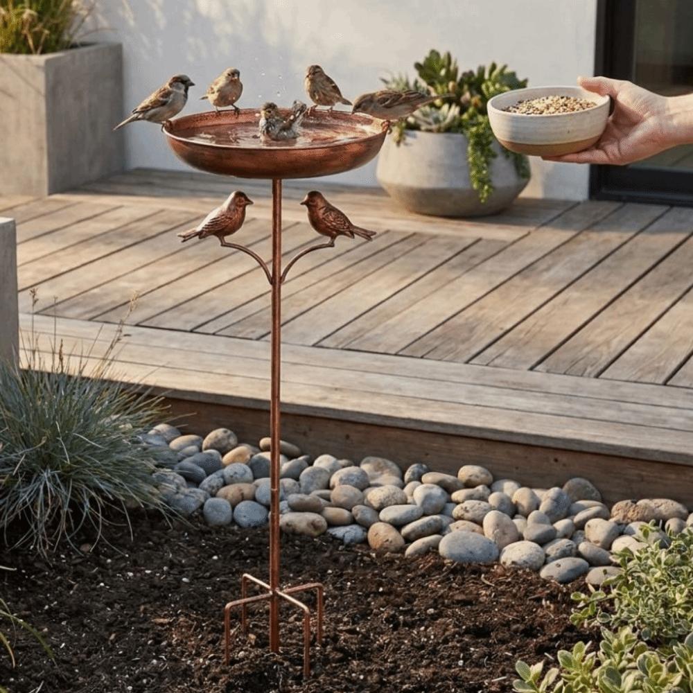 5 Claw Ground Plug Freestanding Birdbath Standing Bowl Bird Feeding Station Outdoor Garden