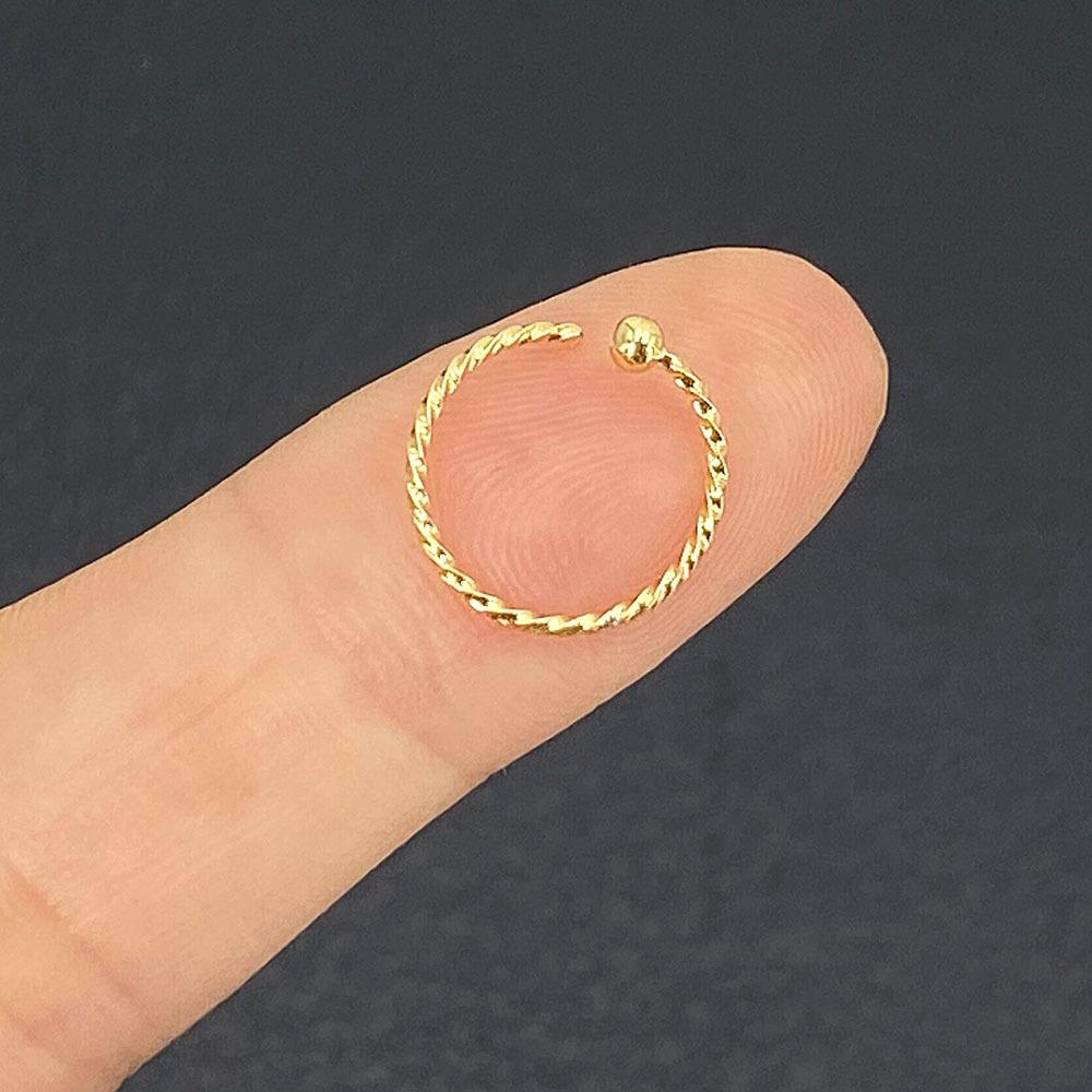 2Pcs Open style ear ring stainless steel piercing jewelry threaded clamp ball-shaped nose ring