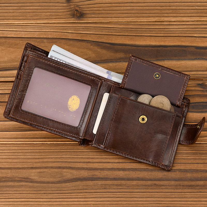Fashion Men Leather Wallet Smooth Cowksin Business Short Purse Card Holder For Men Male Coin Purse Bag Short Wallets For Cash