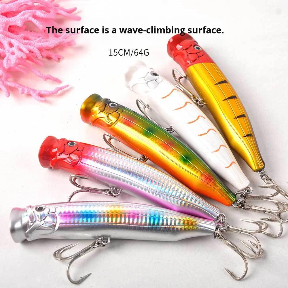 Sea Fishing Surface Wave Climbing ABS Artificial Hard Bait Poppers Lure with Hooks Long Casting Water Splash Bionic