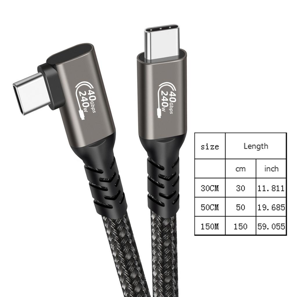 Angled Type C Cable 8K Display, Fast Charging & Data Line Durable Aluminum Alloy, Nylon Braided Cord 240W48V5A