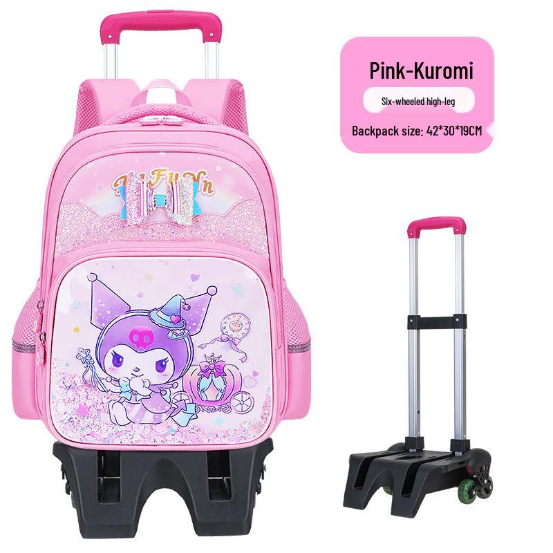 Lightweight Trolley Schoolbag for Primary School Girls - Large Capacity Backpack for Grades 1-6