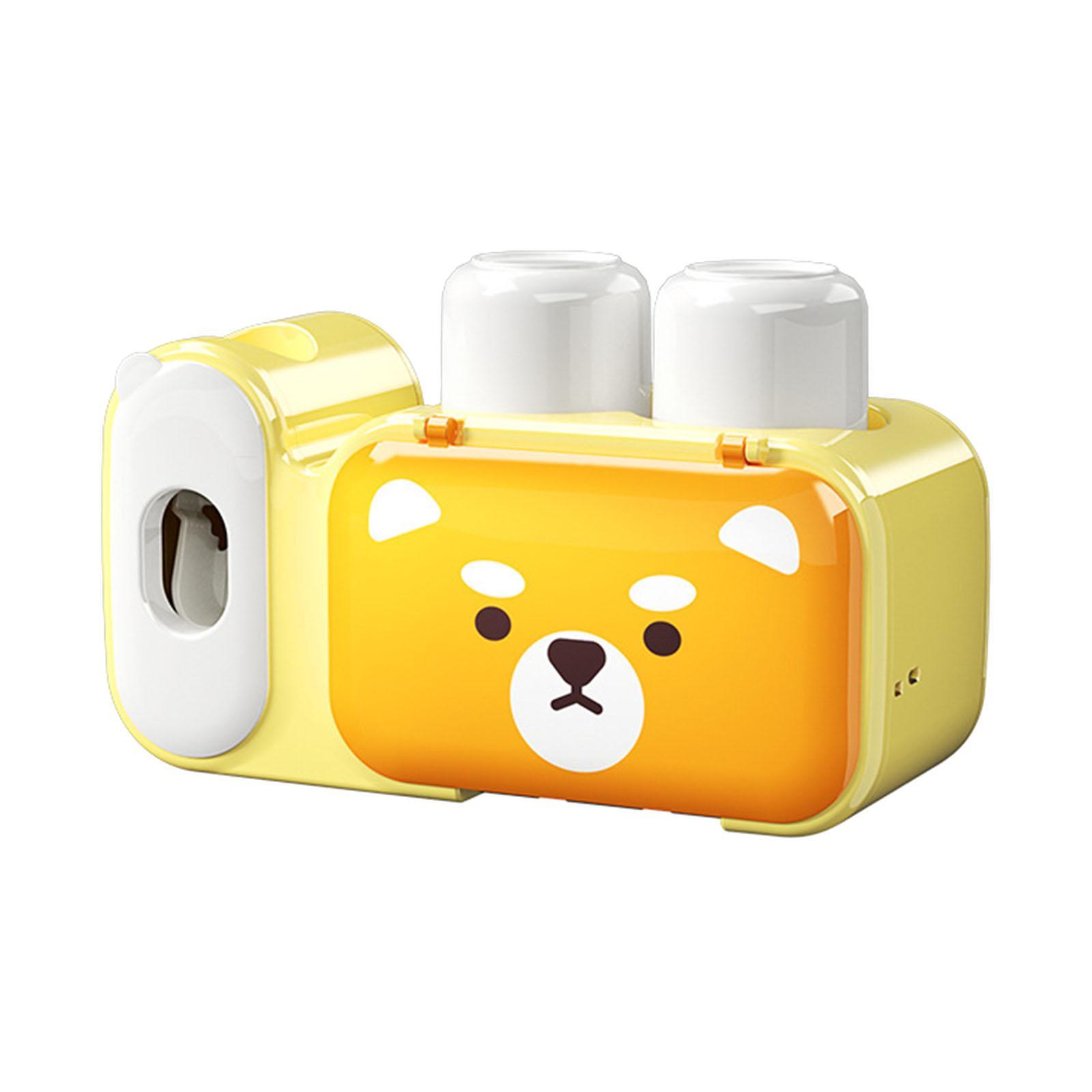 

Kids Toothbrush Holders Detachable Space Saving USB Rechargeable Cute 2 Cups Toothbrush Rack for Bathroom Shower Wash Room Home жовтий