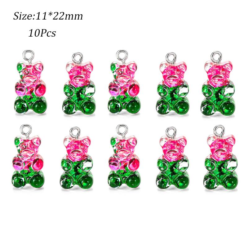 10/50 Stück Bunte Gummibärchen Anhänger Charms für Halskette Armband DIY Ohrringe Schmuck Bären Valentinstagsgeschenk 2,1*1,1cm