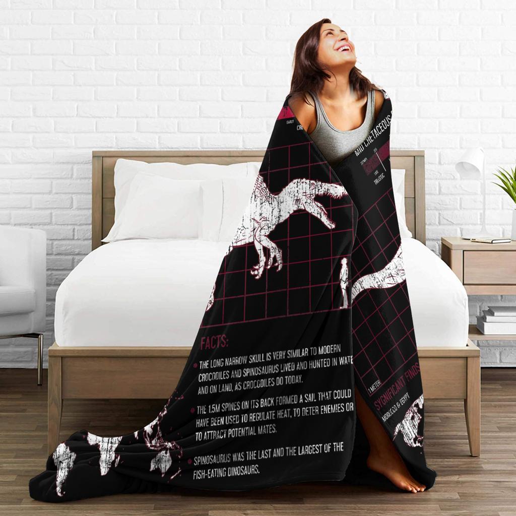 Jurassic Spinosaurus Dinosaur Facts World Flannel Blankets Science Funny Throw Blankets Sofa Couch 200x150cm Quilt Ultra-Soft