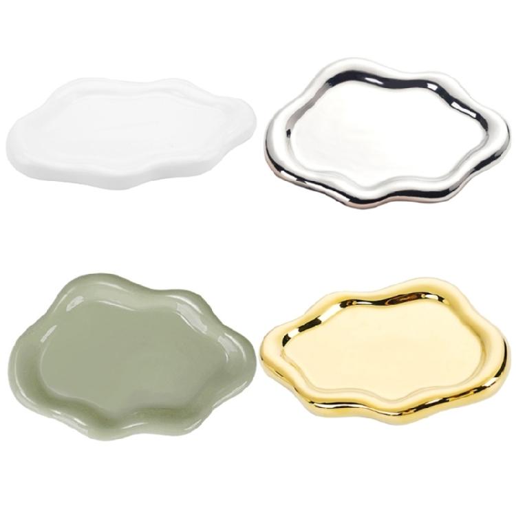 2PCS Artistic Ceramic Trays with Cloud Shape for Modern Home Enhancement and Photo Event Blending Seamlessly Anywhere