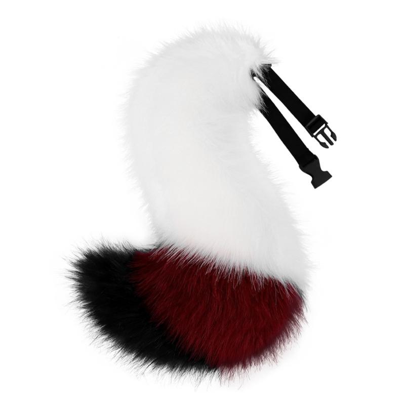 2Pcs Animal Cosplay Costume Fauxs Furs Wolf Cats Foxes Tail and Cats Ears Headbands Halloween Party Costume Accessories