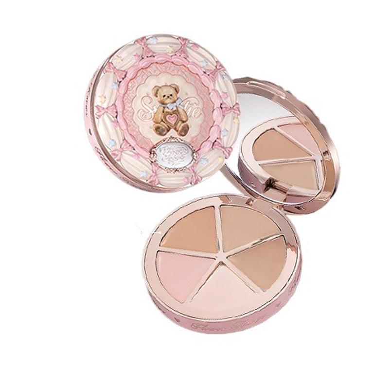 FLOWER KNOWS THE SWEETIE BEAR 4-Farben Concealer Aufhellungs-Palette Dunkle Augenringe Abdecken Volle Deckkraft Konturierung Foundation