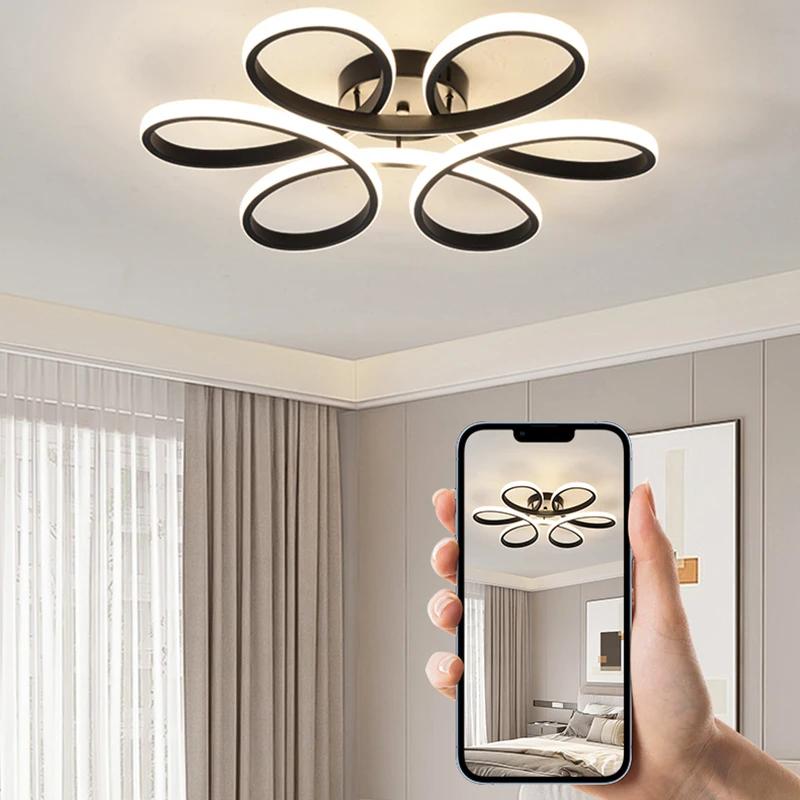 Modern LED Ceiling Light 30CM June Flowers Black And White For Bedroom Living Room Restaurant Hotel Interior Lighting Fixtures
