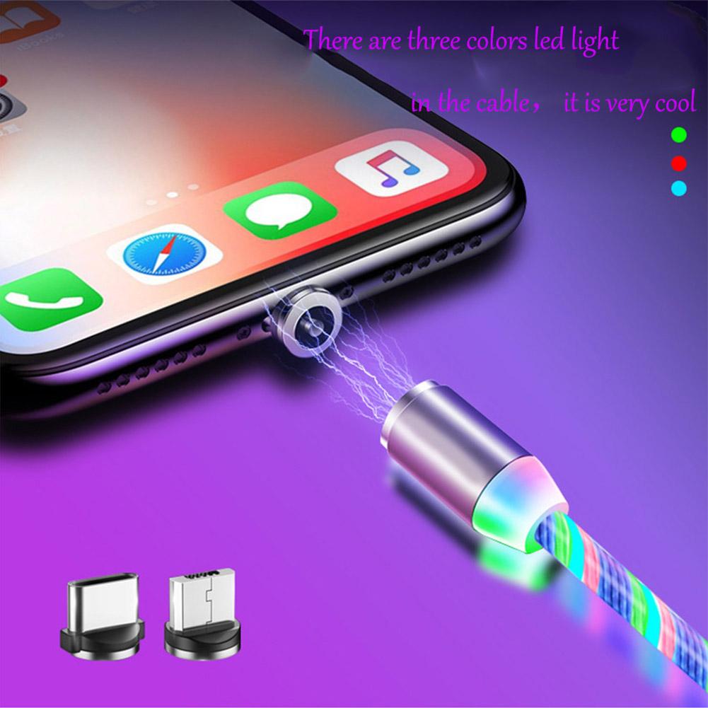 Data Line LED Magnetic Micro USB Cable Android Type-C IOS Fast Charging Cable for Mobile Phone