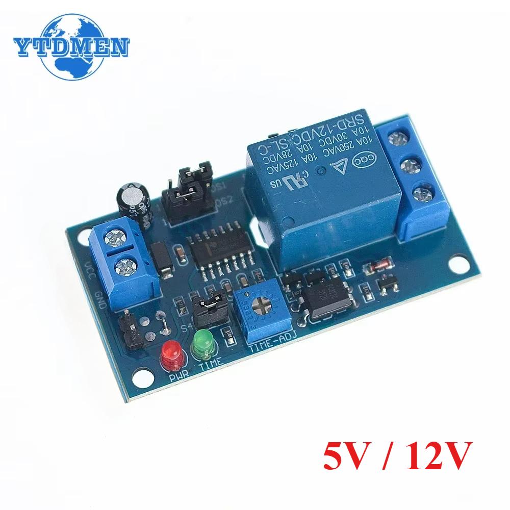 DC 5V 12V Delay Relay Normal Open Time Delay Relay Module Timer Relay Control Switch Adjustable Potentiometer LED Indicator