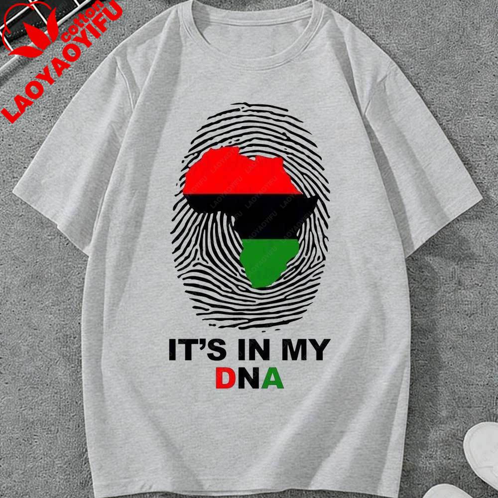 Juneteenth Its in My DNA Graphic TShirt African Map Fingerprint Black Pride Cotton Tops for Unisex Women Juneteenth Gift Apparel
