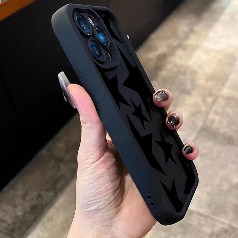 Černé hvězdicové pouzdro na telefon pro iPhone 17 Pro Max Pouzdra iPhone 16E 16 15 14 13 12 11 XS X XR 7 8 Plus 17 Air Měkký nárazníkový kryt