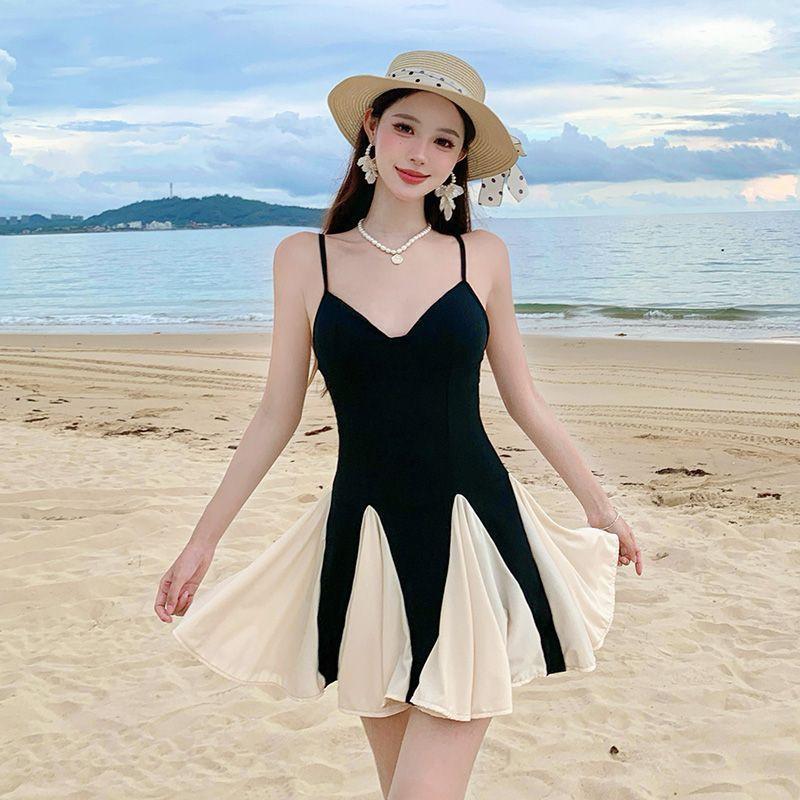 Swimsuit Female Conservative Hot Connected High-end Sexy Belly-covering Pure Desire Style M чёрный