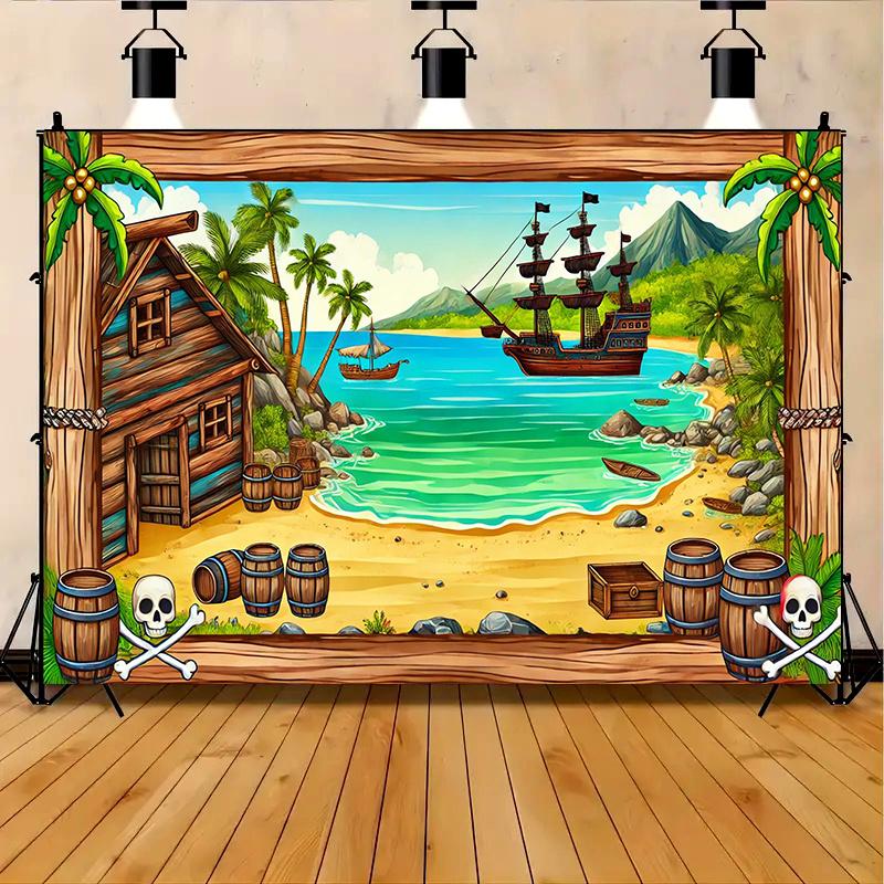 1 Banner für eine tropische Piratenbucht Abenteuerparty Mehrzweck-Hintergrund geeignet für Räume Höfe Studios